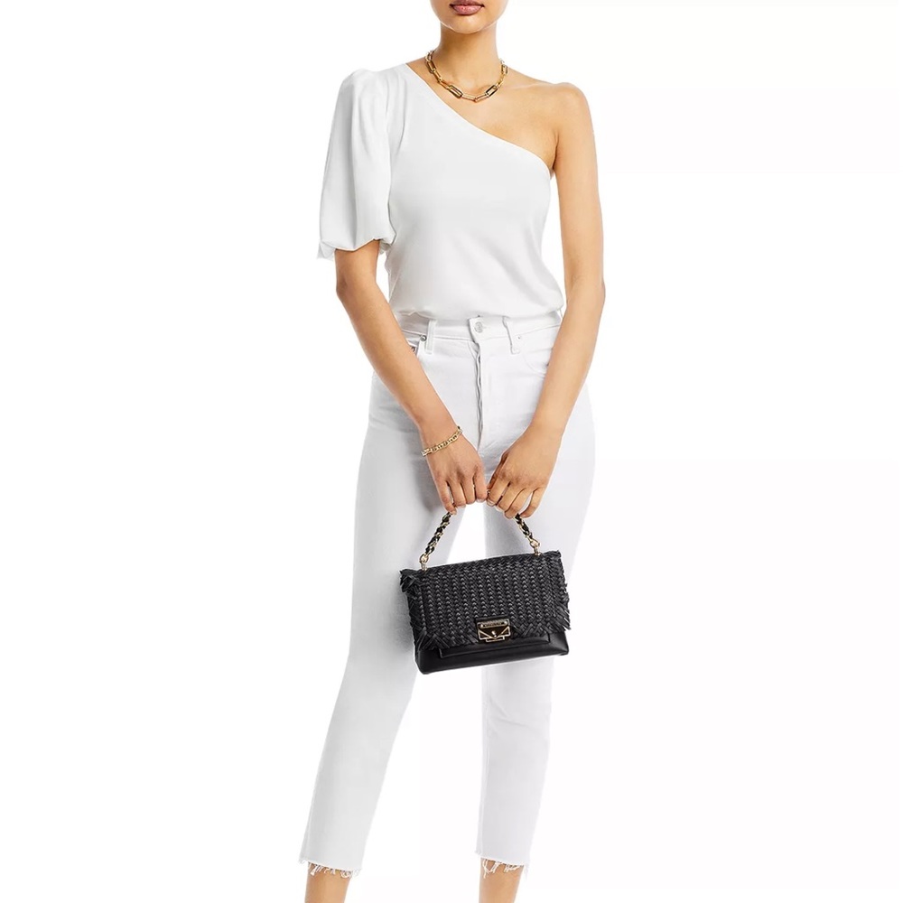 AQUA One Shoulder Puff Sleeve Tee